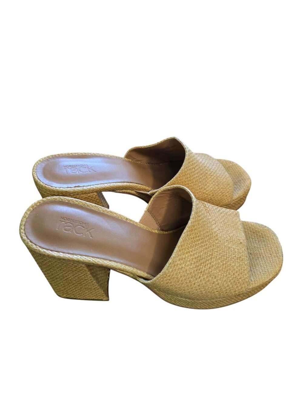 Nordstrom Rack Alyssa Platform Sandal Raffia Slip On Chunky Platform Size 8.5M